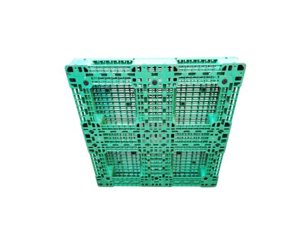 1100x1100 Six Runner Open Deck Rackable & Stackable Green Plastic Pallet F1111WTCG Picture Frame Bottom Support