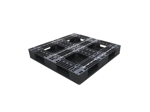 1100x1100 Six Runner Open Deck Rackable Stackable Plastic Pallet F1111WTC Cruciform Perimeter