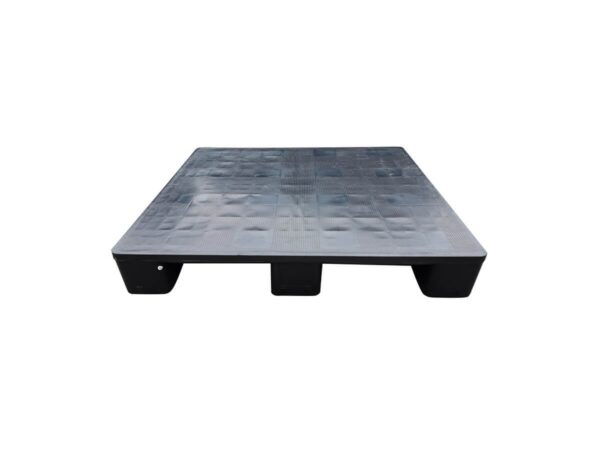 1100x1100 Three Runner Solid Top Hygienic Rackable Black Plastic Pallet F1111PHBB - Image 2