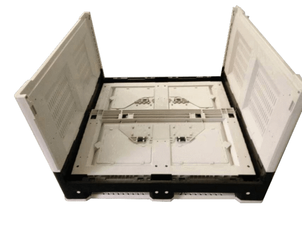 1160x1160 Collapsible Vented Plastic Pallet Bin 1162W Half Folded
