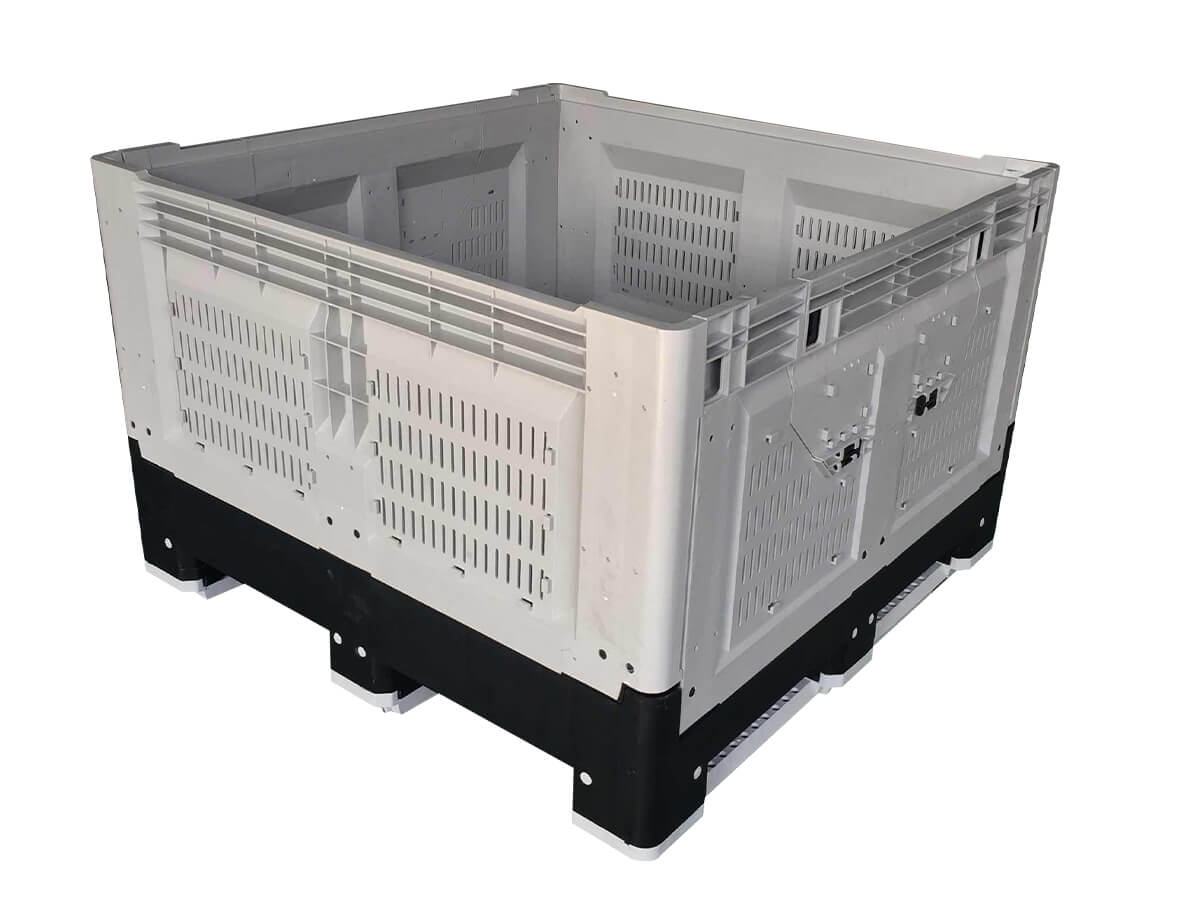 1162x1162 Collapsible Plastic Pallet Bin with Ventilated Walls and Drop Doors 1162W