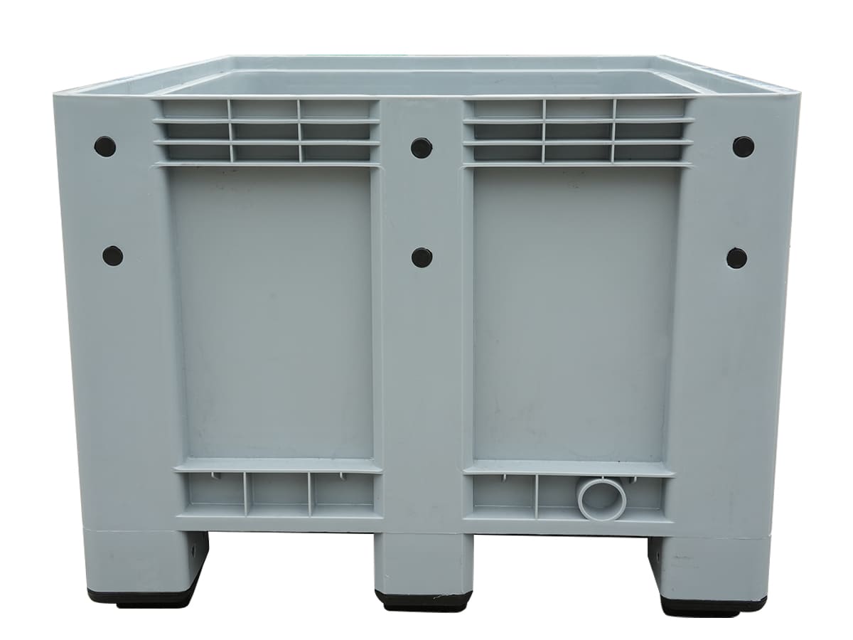 1200x1000 fixed wall Plastic Pallet Bin with three runner pallet base 1210FK