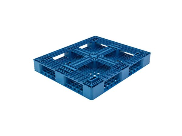 1200x1000 Six Runner Open Deck Stackable and Rackable Plastic Pallet Cruciform Perimeter Bottom Support