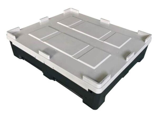 1200x1000 Solid Wall Collapsible Plastic Pallet Container Bin With Lid 1210S Folded