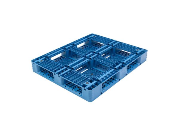 1200x1100 Six Runner Open Deck Rackable and Stackable Plastic Pallet P1211WTA Cruciform Perimeter Support