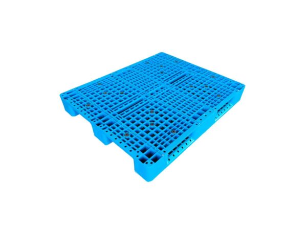 1200x1200 Three Runner Open Deck Rackable Plastic Pallet P1212H3 Blue Color