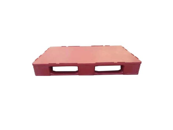 1200x800 Three Runner Solid Top Hygienic Rackable Full Perimeter Red Plastic Pallets F1208PHB