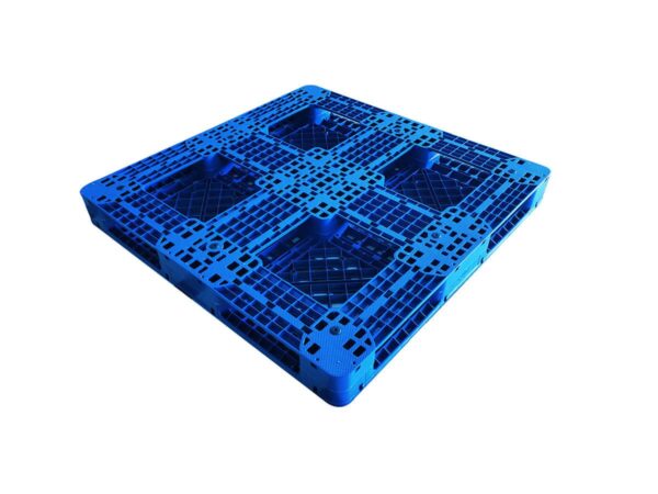 1400x1100 Six Runner Open Deck Rackable & Stackable Plastic Pallet F1411WTA Cruciform Perimeter Base