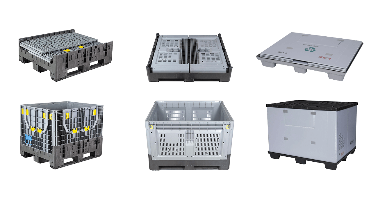 Collapsible pallet box containers