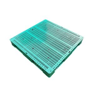 1100x1100 Six Runner Open Deck Rackable & Stackable Green Plastic Pallet F1111WTCG