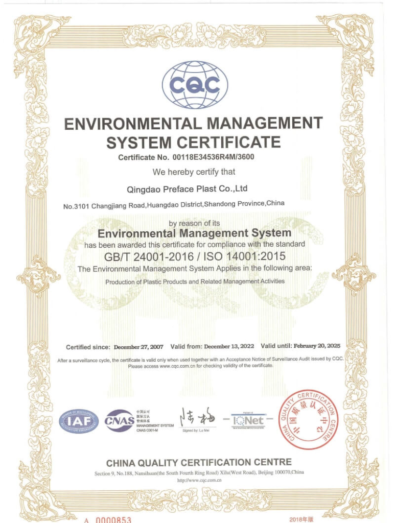 Preface ISO14001 Certification
