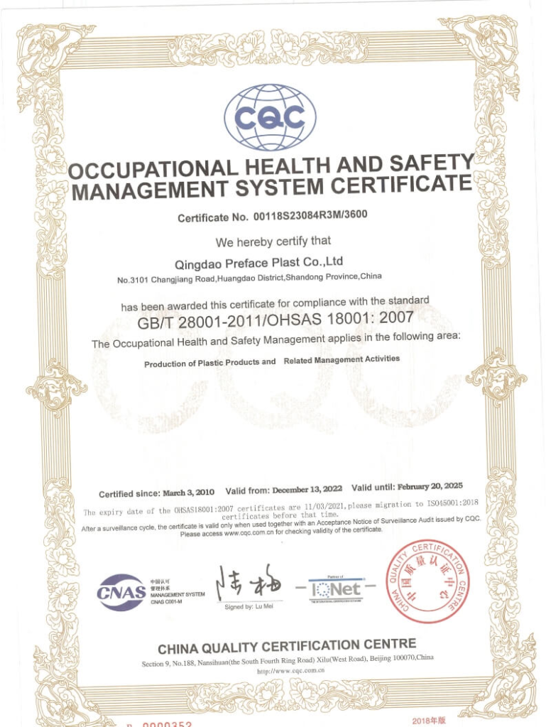 Preface OHSAS18001 Certification